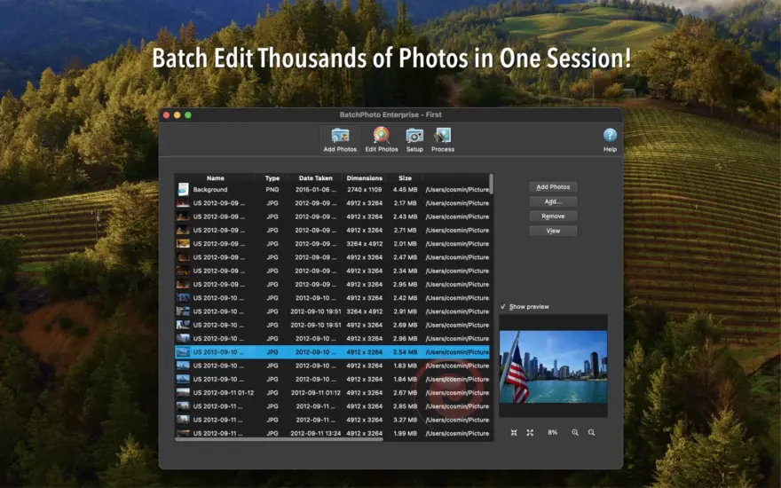 لقطة شاشة لتطبيق BatchPhoto 5.1.1 – التعامل مع مجموعات من الصور في نفس الوقت