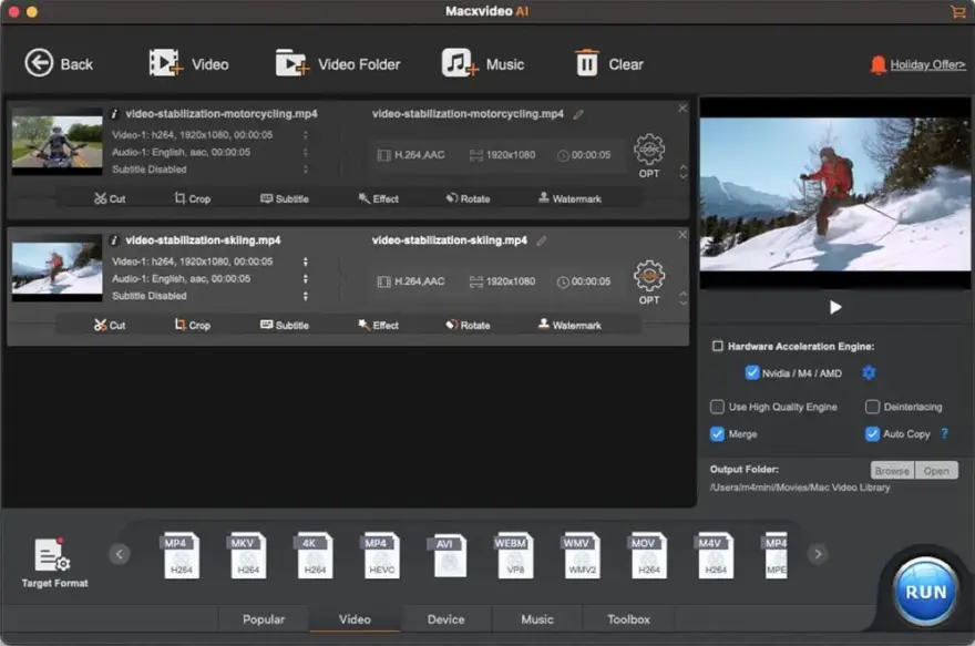 لقطة شاشة لتطبيق Macxvideo AI 3.15 – محول فيديو الكل في واحد مع تحسين الذكاء الاصطناعي من الجيل التالي