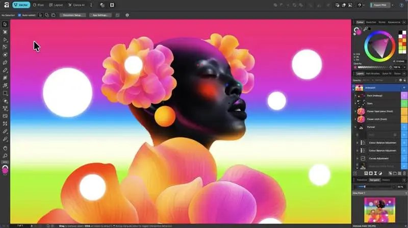 لقطة شاشة لتطبيق Affinity 3.2.2 – Photo editing, vector design, illustration, and layout app