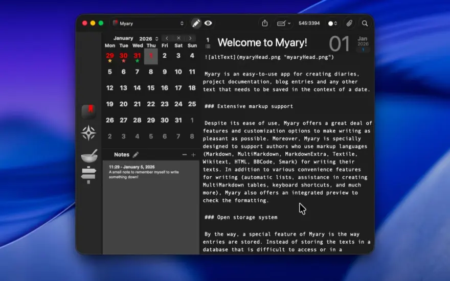 لقطة شاشة لتطبيق Myary 2.7.1 – تطبيق مذكرات بسيط