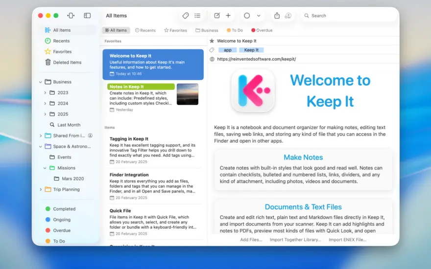 لقطة شاشة لتطبيق Keep It 2.8.8 – اكتب الملاحظات، واحتفظ بالأشياء، واعثر عليها مرة أخرى