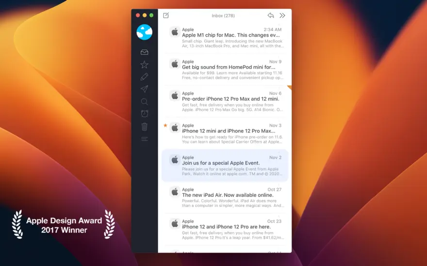 لقطة شاشة لتطبيق Airmail 26.0.25 – عميل بريد إلكتروني قوي وبسيط
