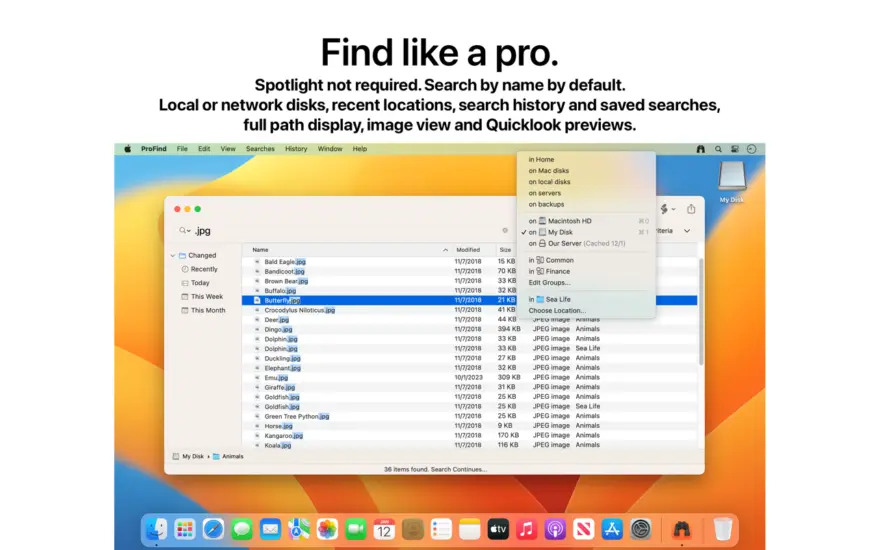 لقطة شاشة لتطبيق ProFind 1.39 – البحث المتقدم عن الملفات لنظام التشغيل macOS