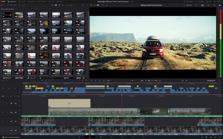لقطة شاشة لتطبيق DaVinci Resolve Studio 21.0.3 – التحرير الاحترافي غير الخطي وتصحيح الألوان