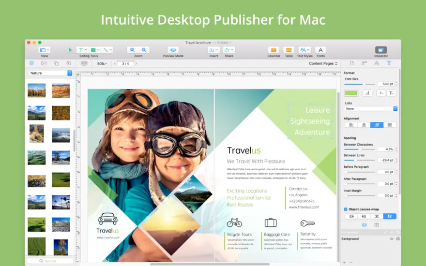 لقطة شاشة لتطبيق Swift Publisher 5.7.8 – تطبيق النشر المكتبي متعدد الاستخدامات مع العديد من القوالب