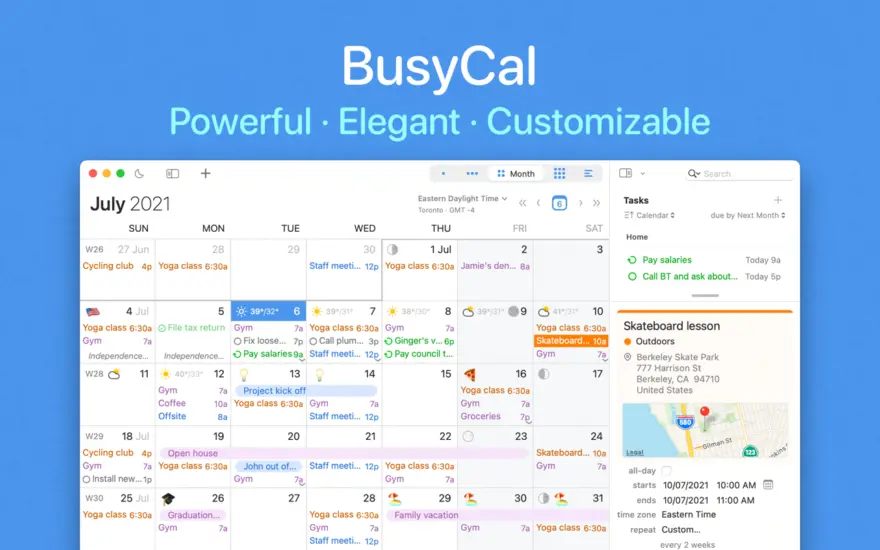لقطة شاشة لتطبيق BusyCal 2026.2.3 – تطبيق تقويم قوي مع خيارات مزامنة متعددة