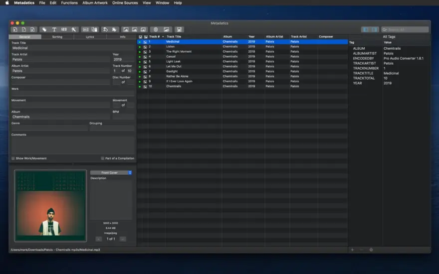 لقطة شاشة لتطبيق Metadatics 1.7.3 – Powerful audio metadata editor