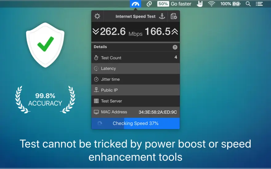 لقطة شاشة لتطبيق Internet Speed Test 4.3 – احصل على 99.8% اختبار سرعة دقيق