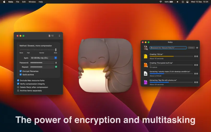 لقطة شاشة لتطبيق Keka 1.6.7 – أرشيف الملفات لـ Mac OS X