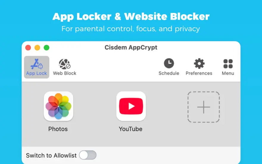 لقطة شاشة لتطبيق Cisdem AppCrypt 7.11.0 – الوصول إلى تطبيقاتك بكلمة مرور
