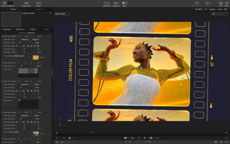 لقطة شاشة لتطبيق Motion 6.3 – قم بإنشاء وتخصيص عناوين وانتقالات وتأثيرات Final Cut Pro