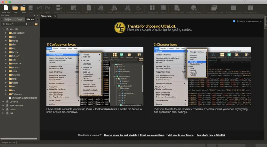 لقطة شاشة لتطبيق UltraEdit 25.0.0.11 – Mac version of the Windows text editor