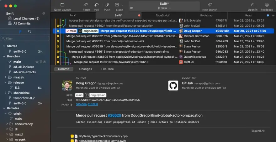 لقطة شاشة لتطبيق Fork 2.68.0 – عميل git سريع وودود
