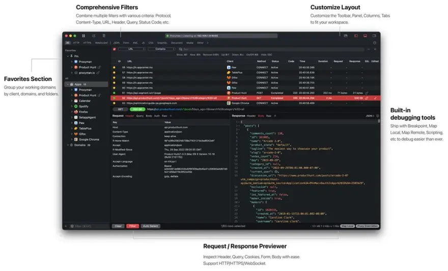 لقطة شاشة لتطبيق Proxyman 6.12.0 – حديث. وكيل تصحيح أخطاء الويب الأصلي