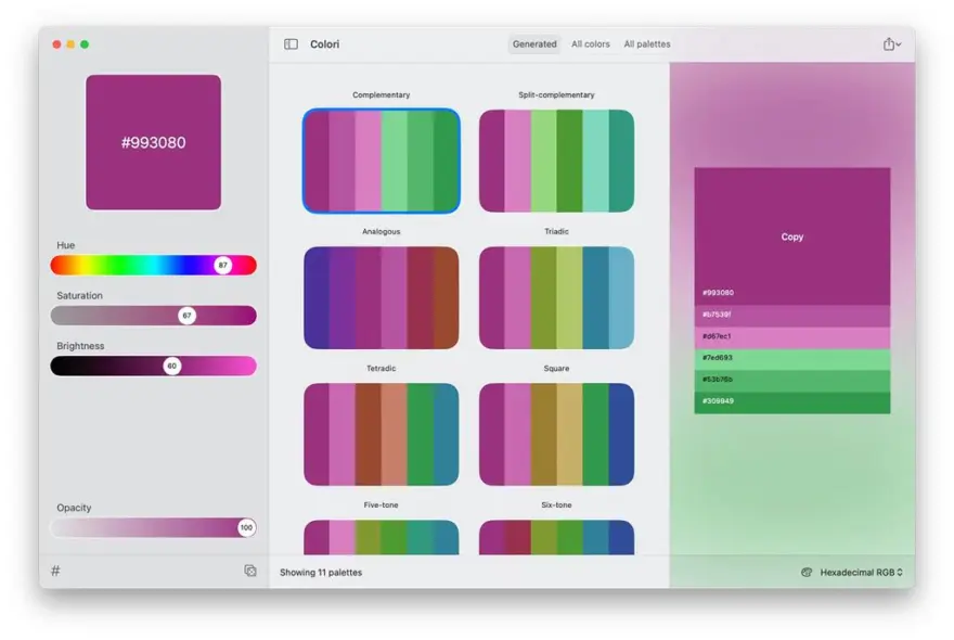 لقطة شاشة لتطبيق Colori 1.9.0 – أنظمة الألوان الجميلة في متناول يدك