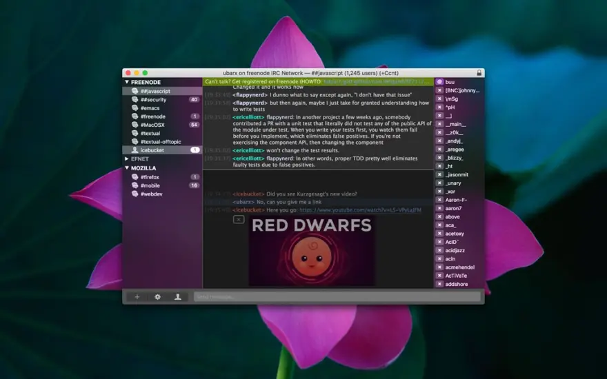 لقطة شاشة لتطبيق Textual 7.2.7 – عميل IRC خفيف الوزن