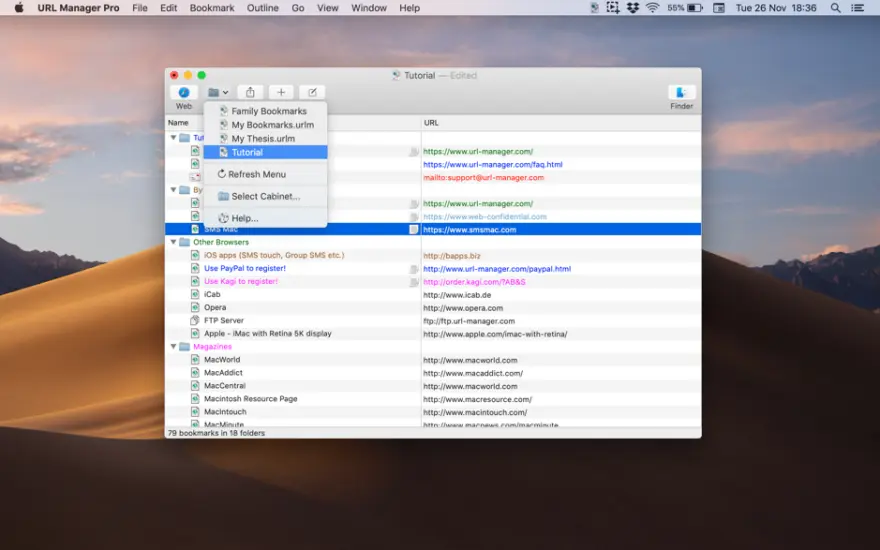 لقطة شاشة لتطبيق URL Manager Pro 6.5.1 – مدير المرجعية
