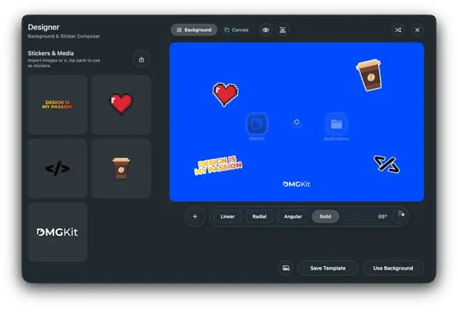 لقطة شاشة لتطبيق DMGKit 2.1.1 – تصميم وتوثيق وشحن تطبيقات Mac