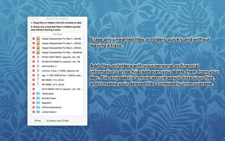 لقطة شاشة لتطبيق Shredo 1.2.8.6 – الحذف الآمن والدائم للملفات والمجلدات