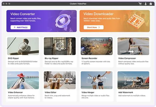 لقطة شاشة لتطبيق Cisdem VideoPaw 10.4.0 – تحويل الفيديو والصوت بين أي تنسيق