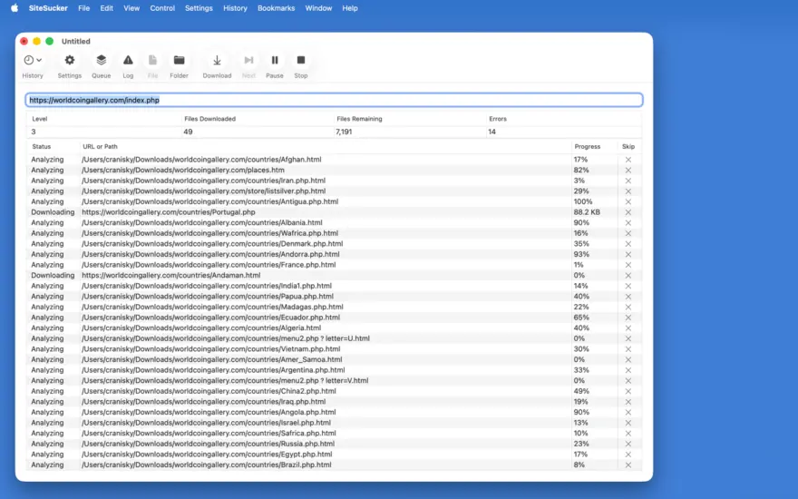 لقطة شاشة لتطبيق SiteSucker Pro 6.2.1 – Automatically downloads complete Web sites