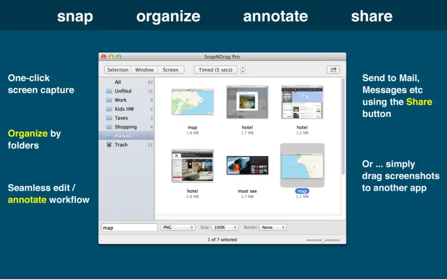 لقطة شاشة لتطبيق SnapNDrag Pro 4.5.6 – Click-and-drag screenshot utility