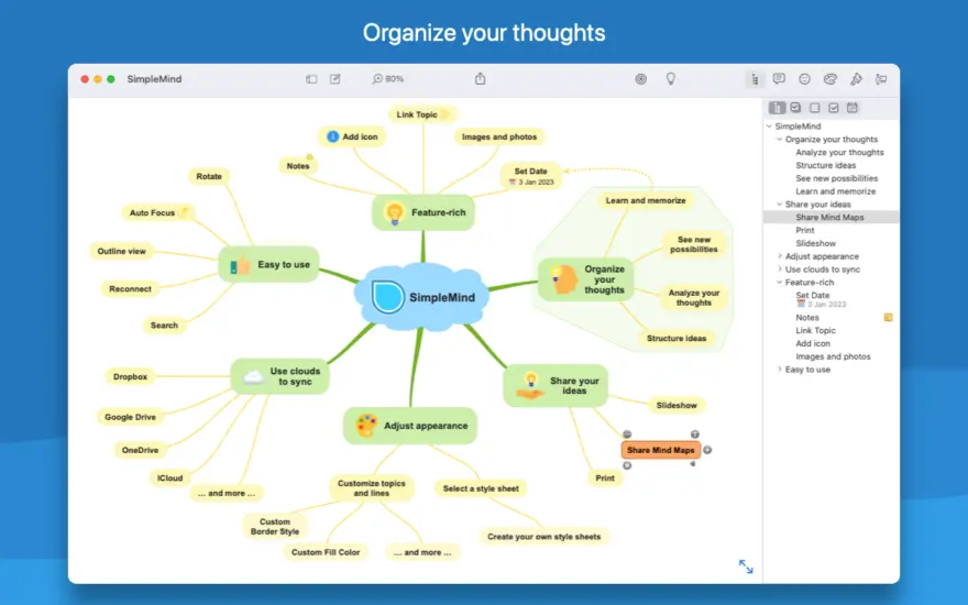 لقطة شاشة لتطبيق SimpleMind 2.10.0 – Mindmapping tool for brainstorming and more