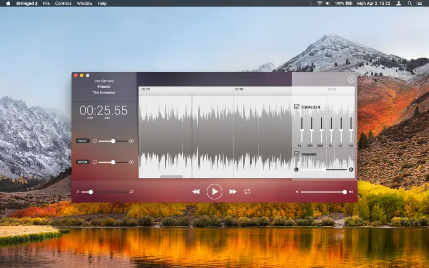 لقطة شاشة لتطبيق Stringed 2.30 – تغيير الملعب والتلاعب بالإيقاع