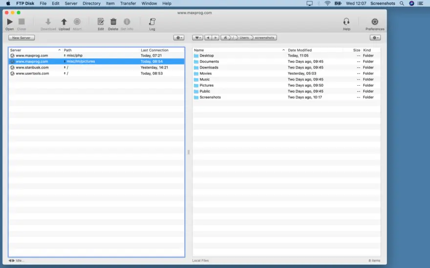 لقطة شاشة لتطبيق FTP Disk 1.5.4 – عميل السحب والإفلات FTP