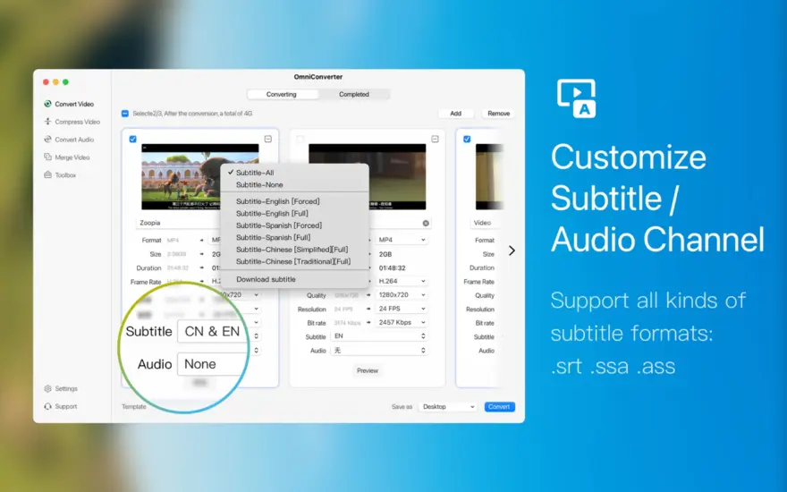 لقطة شاشة لتطبيق Video Converter X2 1.3.7 – تحويل إلى MP4، MP3، MKV وMOV