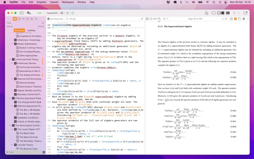 لقطة شاشة لتطبيق Texifier 1.9.32 – محرر لاتيكس