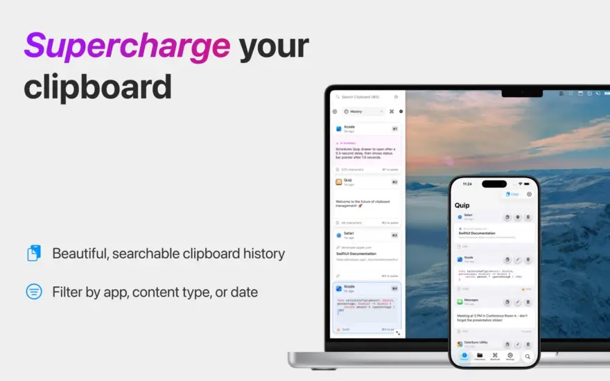 لقطة شاشة لتطبيق Quip 1.7.1 – شاحن الحافظة الفائق، نسخ ولصق أكثر ذكاءً