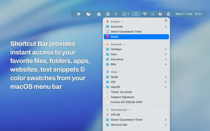 لقطة شاشة لتطبيق Shortcut Bar 2.9.72 – Quickly Access Files & Folders