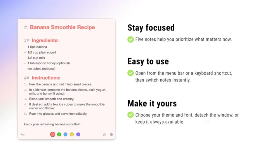 لقطة شاشة لتطبيق FiveNotes 3.3 – Markdown-based text editor for notes