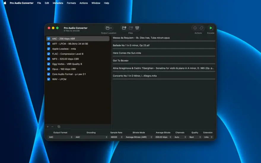 لقطة شاشة لتطبيق Pro Audio Converter 1.11.1 – التحويل بين مجموعة متنوعة من تنسيقات الملفات الصوتية