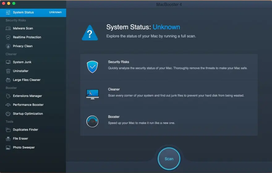 لقطة شاشة لتطبيق MacBooster 8.3.0 – يحافظ على النظام الخاص بك ويحسنه