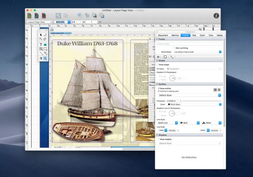 لقطة شاشة لتطبيق iCalamus 2.29 – Desktop publishing solution