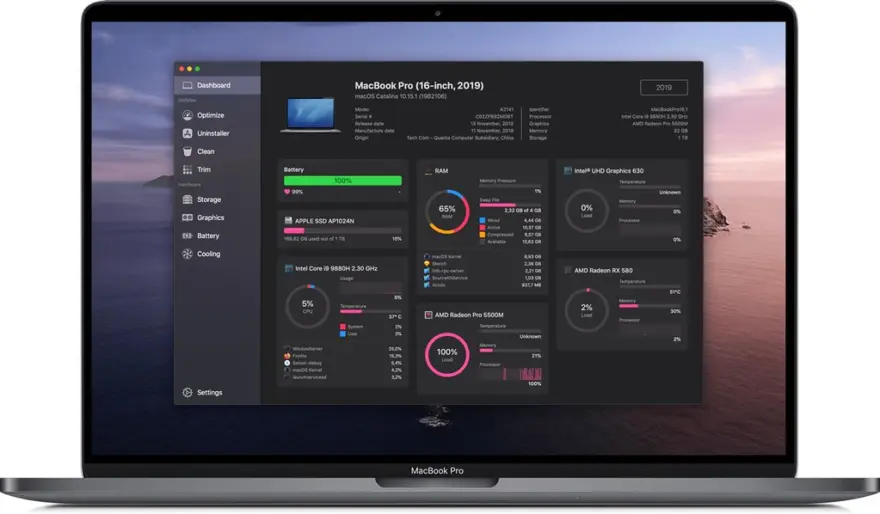 لقطة شاشة لتطبيق Sensei 2.1.1 – أداة أداء Mac من الجيل التالي