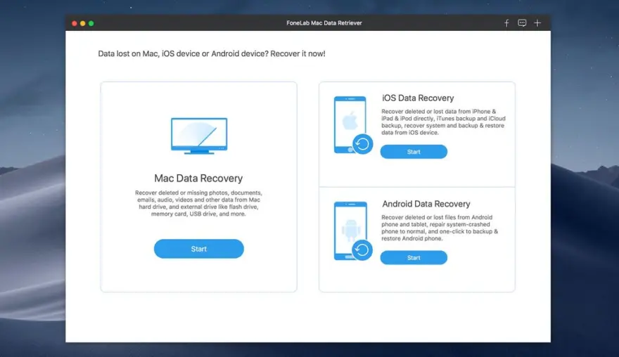 لقطة شاشة لتطبيق FoneLab Mac Data Retriever 1.6.22 – استعادة البيانات من الكمبيوتر والقرص الصلب والمزيد