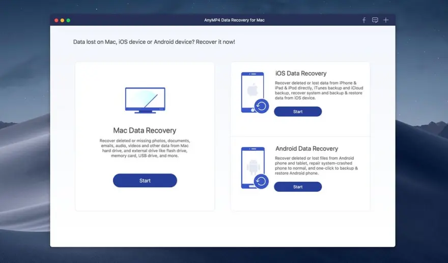 لقطة شاشة لتطبيق AnyMP4 Data Recovery 1.5.18.156724 – Recover various data from computer and flash media drive/card