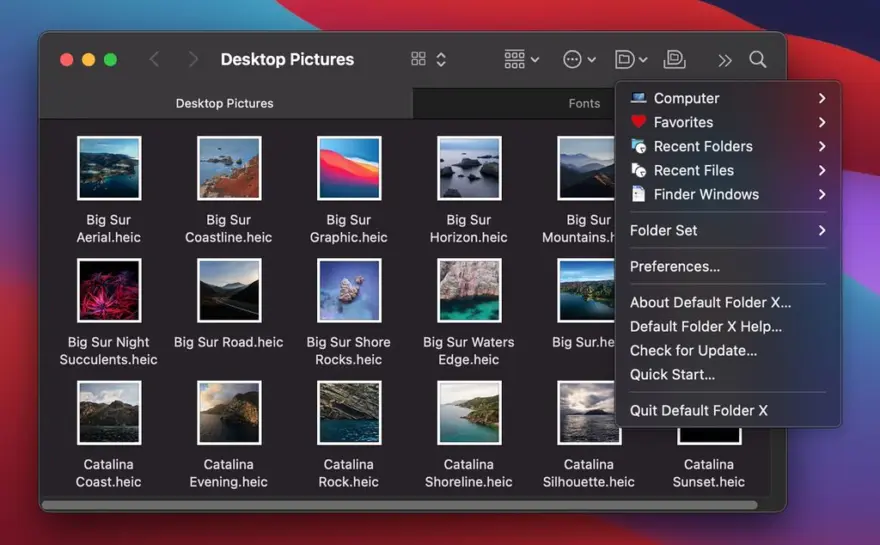 لقطة شاشة لتطبيق Default Folder X 6.2.8 – يعزز مربعات الحوار المفتوحة والحفظية بخيارات وفيرة
