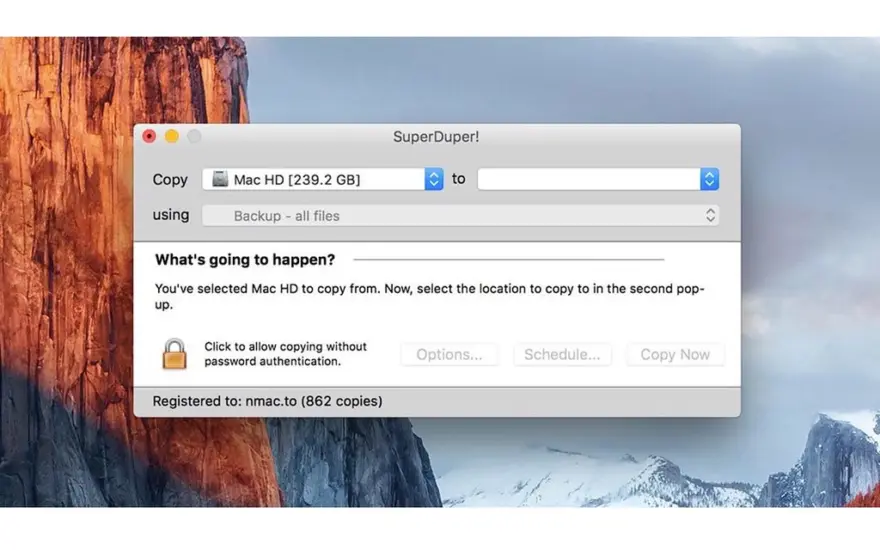 لقطة شاشة لتطبيق SuperDuper! 4.0.5 – Advanced disk cloning/recovery utility