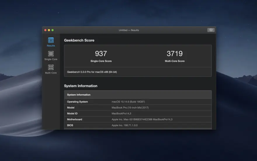 لقطة شاشة لتطبيق Geekbench 6.7.1 – قياس أداء المعالج والذاكرة والمزيد