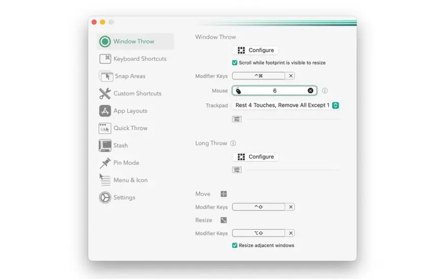 لقطة شاشة لتطبيق Rectangle Pro 3.80 – تطبيق مدير النوافذ