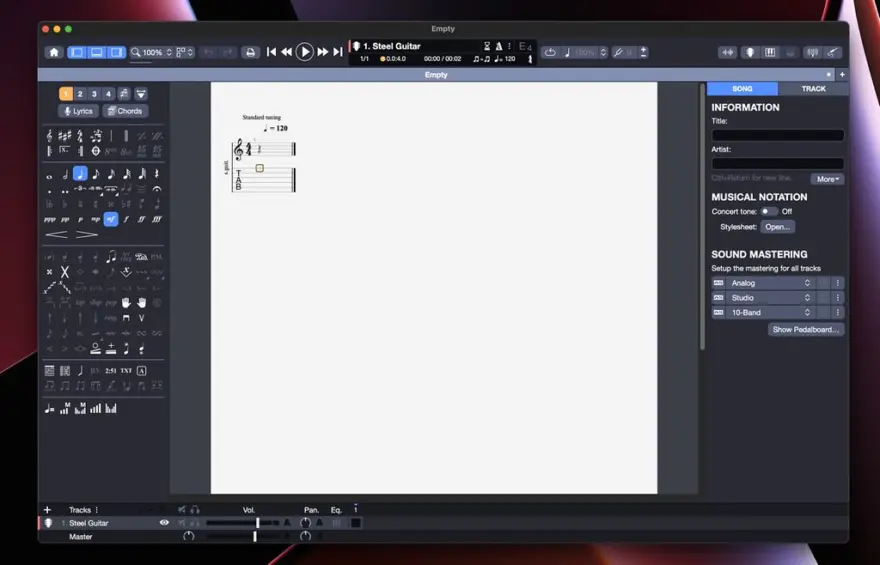 لقطة شاشة لتطبيق Guitar Pro 8.1.5 – قم بتحرير لوحات المفاتيح للباس والجيتار وغيرها من الآلات المزعجة