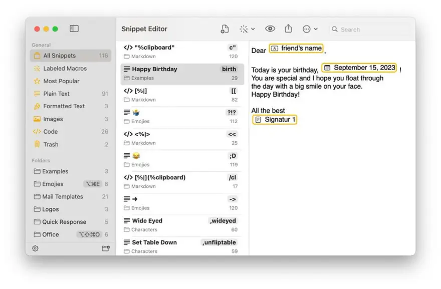 لقطة شاشة لتطبيق Rocket Typist 3.3.1 – Expand typed abbreviations