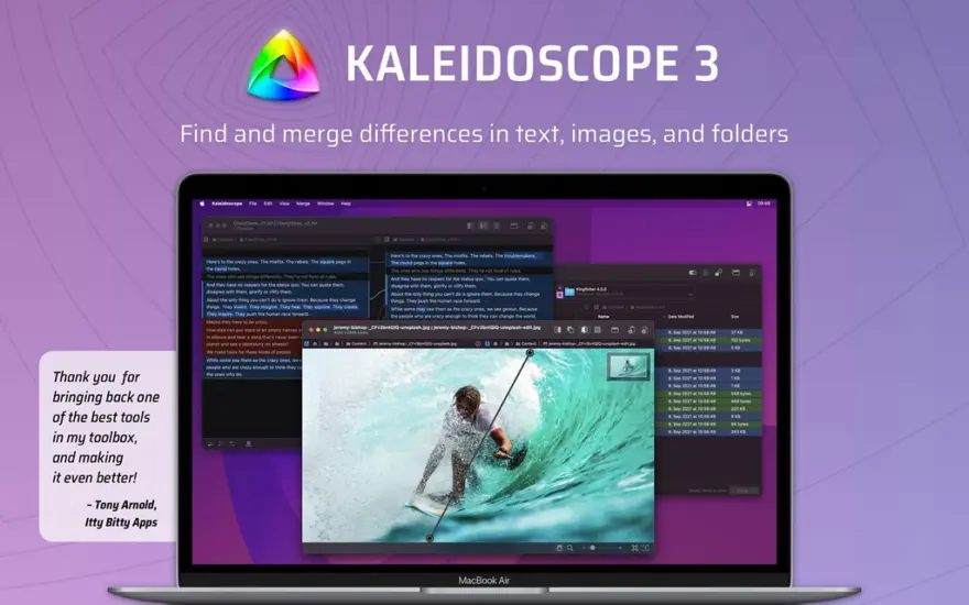 لقطة شاشة لتطبيق Kaleidoscope 7.0.1 – بقعة الاختلافات في ملفات النص والصور