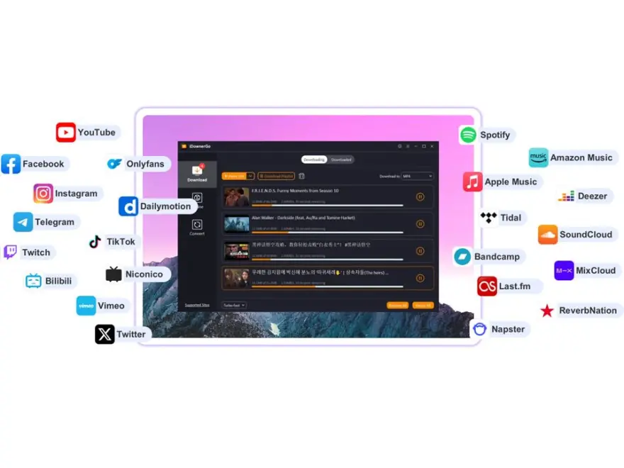 لقطة شاشة لتطبيق iDownerGo 10.15.0 – قم بتنزيل مقاطع الفيديو والموسيقى وقوائم التشغيل من أكثر من 10000 موقع بث