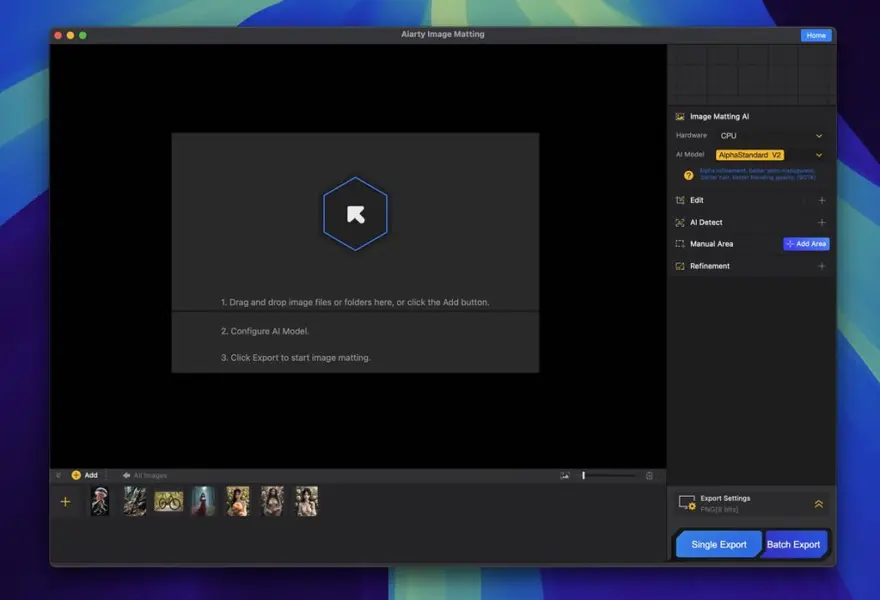 لقطة شاشة لتطبيق Aiarty Image Matting 2.7 – AI Image Enhancer and AI Image Matting Software