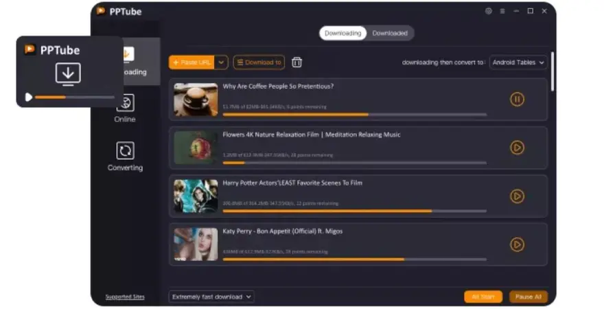 لقطة شاشة لتطبيق PPTube 10.15.0 – تنزيل مقاطع فيديو غير محدودة من أكثر من 10000 موقع لبث الفيديو/الموسيقى